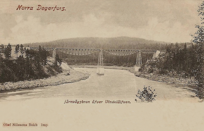 Degerfors, Norra Järnvägsbron öfver Vindelälfven 1902