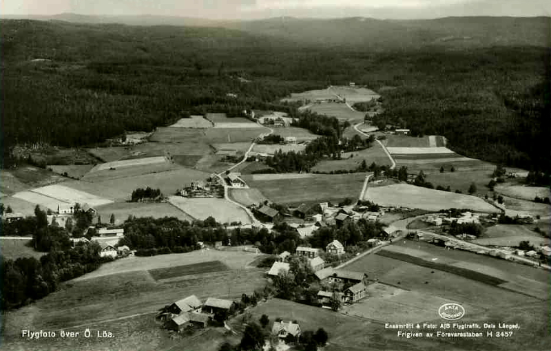 Flygfoto över Östra Löa 1953