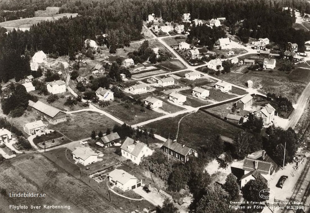 Norberg, Flygfoto över Karbenning 1958