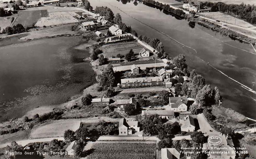 Borlänge, Flygfoto över Tylla, Torsång 1956