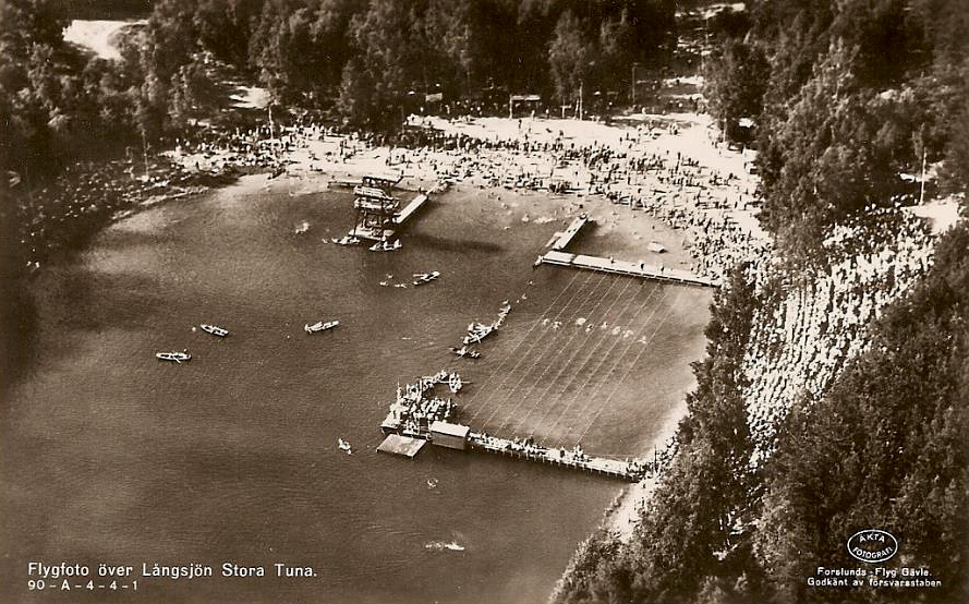 Borlänge, Flygfoto över Långsjön, Stora Tuna