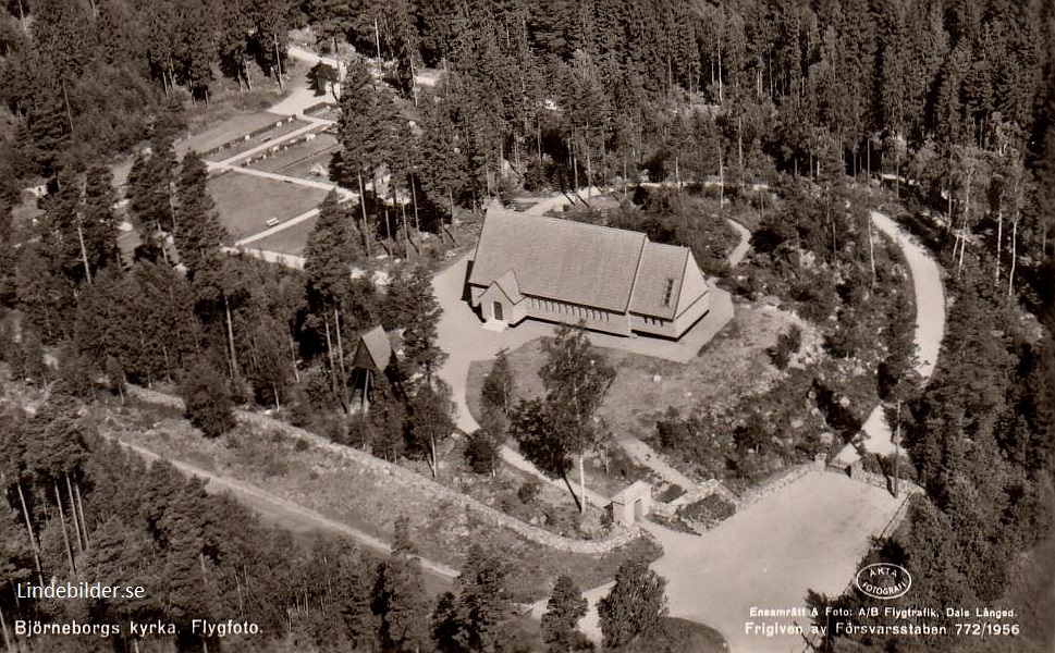 Kristinehamn. Björneborgs Kyrka, Flygfoto 1956