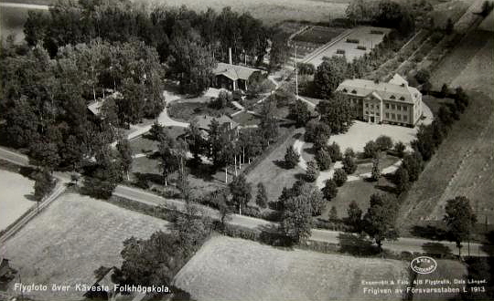 Hallsberg, Sköllersta, Flygfoto över Kävesta Folkhögskola 1913