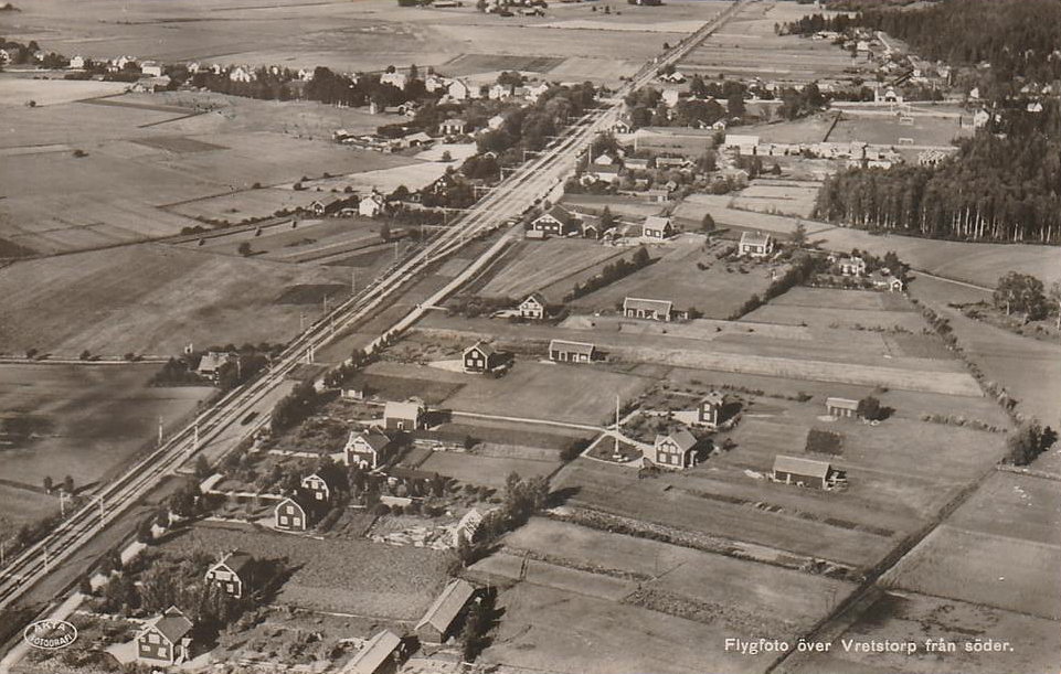 Hallsberg, Flygfoto över Vretstorp från Söder 1937