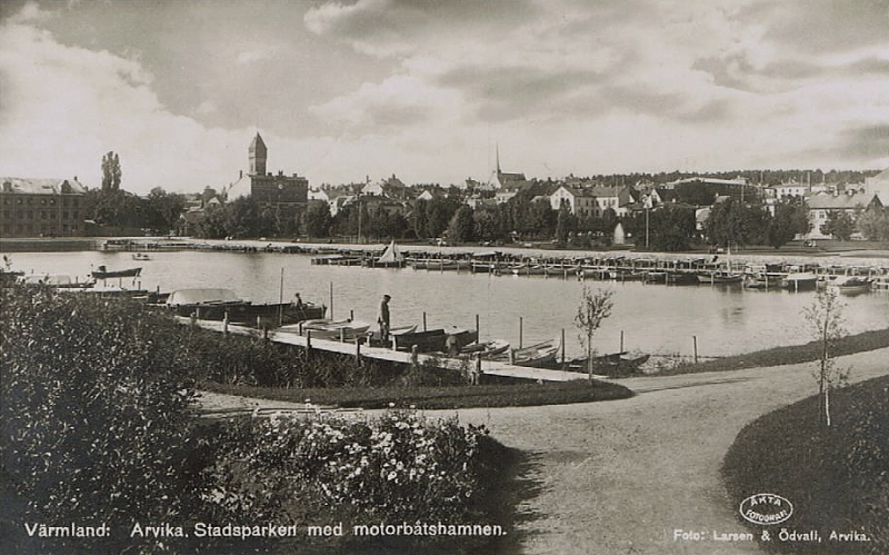 Arvika, Stadsparken med motorbåtshamnen, Värmland