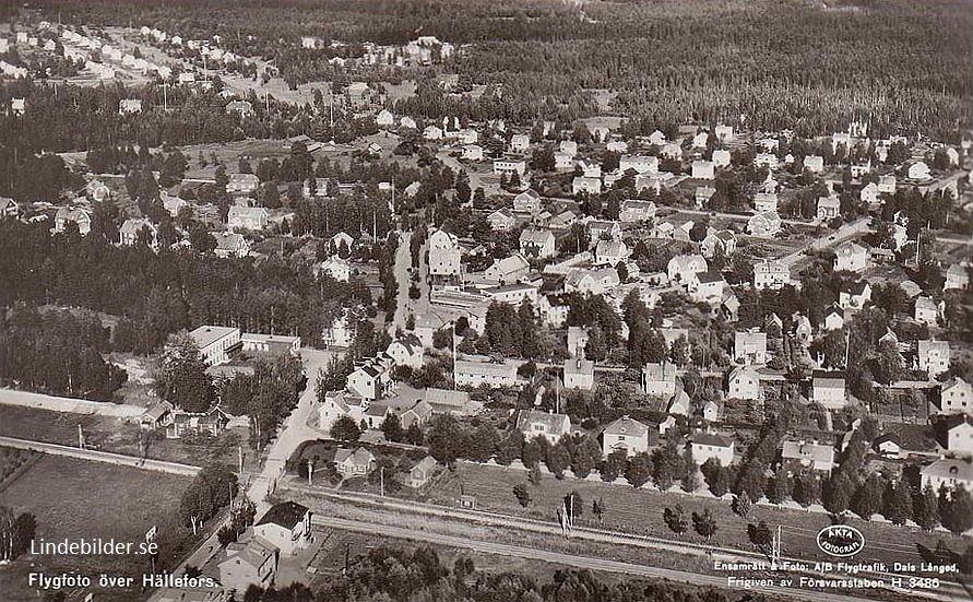 Flygfoto över Hällefors 1946