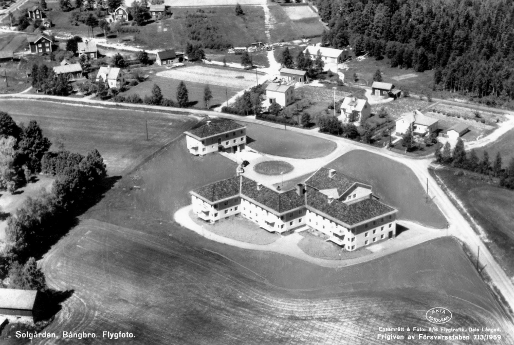 Solgården, Bångbro. Flygfoto 1959