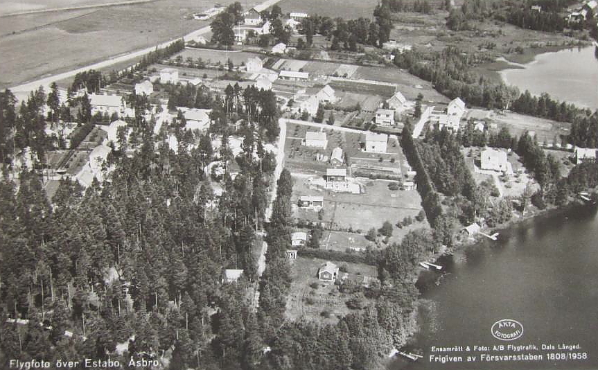 Askersund, Flygfoto Över Estabo, Åsbro 1958