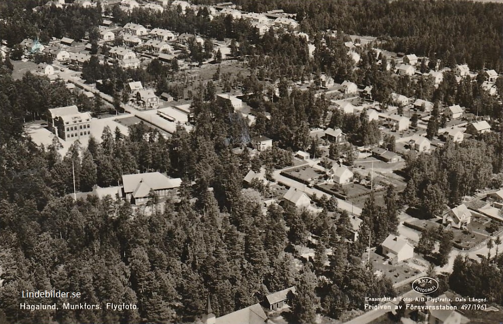 Hagalund, Munkfors, Flygfoto 1961