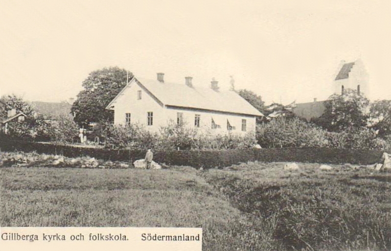 Gillberga Kyrka och Folkskola, Södermanland 1914