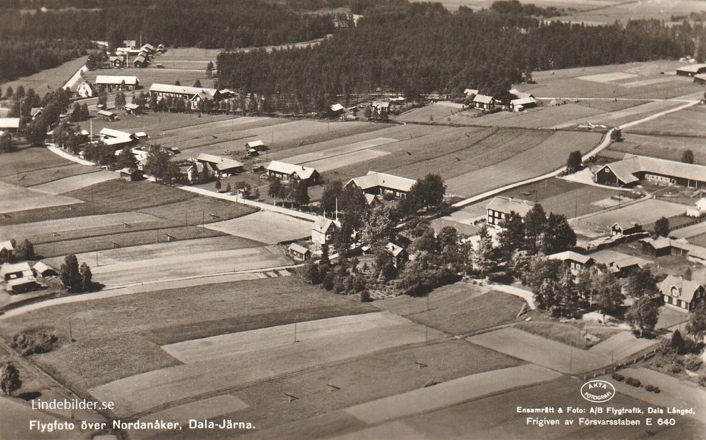 Vansbro, Flygfoto över  Nordanåker, Dala - Järna 1951