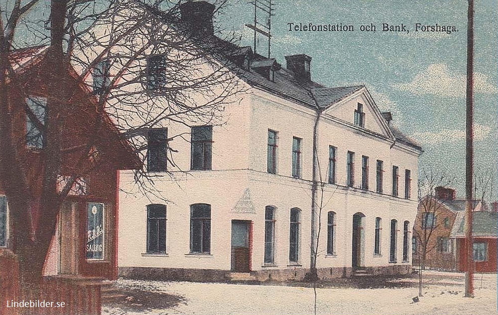 Telefonstation och Bank. Forshaga