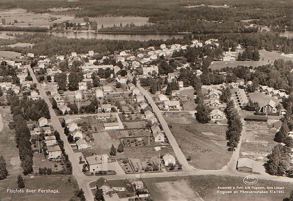 Flygfoto över Forshaga 1961
