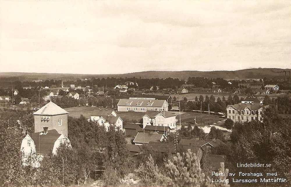 Parti av Forshaga med Ludvig Larssons Mattaffär 1923