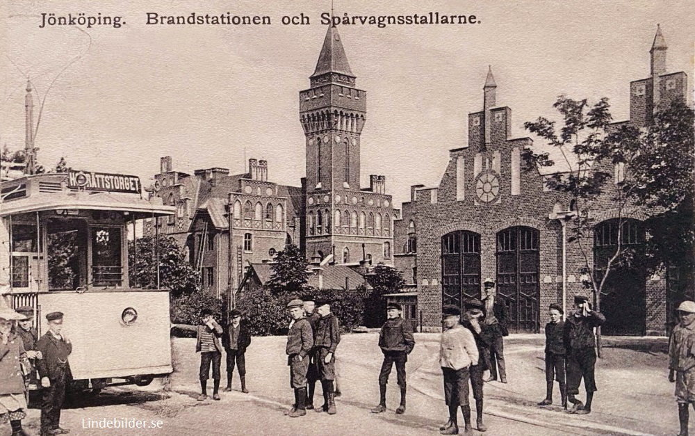 Jönköping. Brandstationen och Spårvagnsstallarne