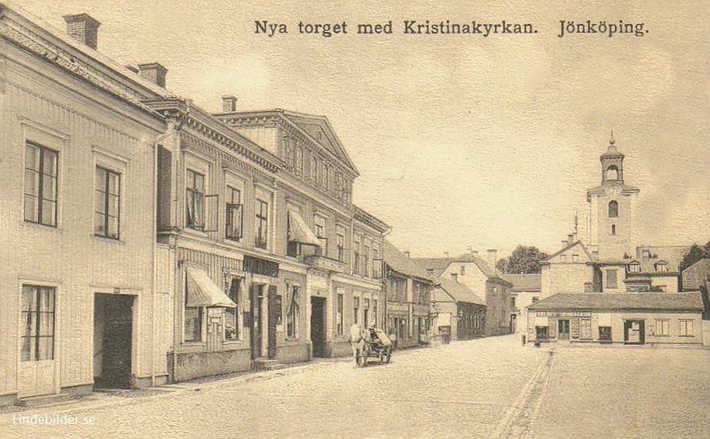 Nya torget med Kristinakyrkan, Jönköping 1913