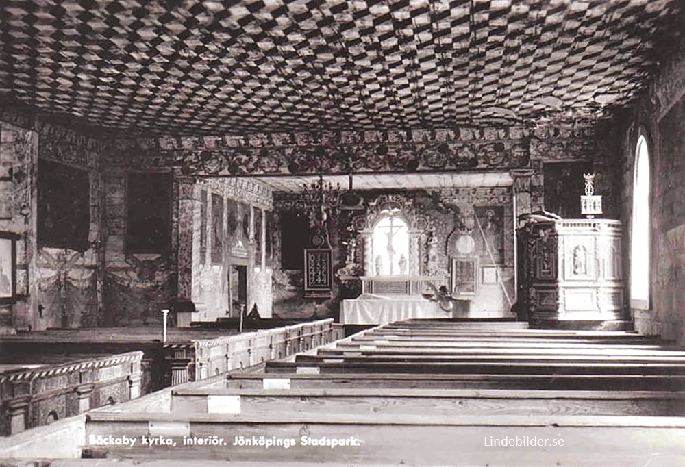 Bäckaby Kyrka, interiör. Jönköpings Stadspark