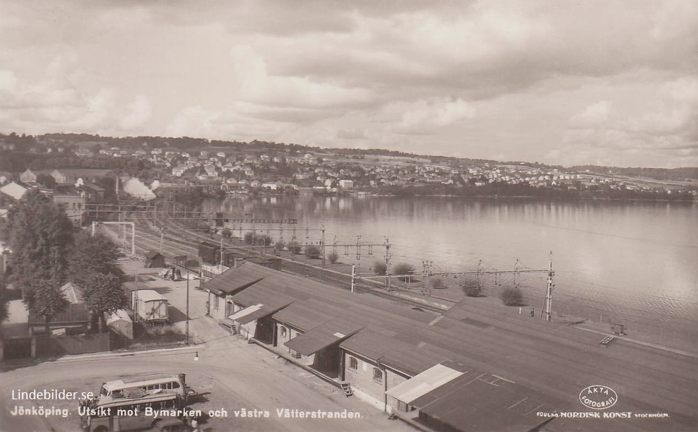 Jönköping. Utsikt mot Bymarken och Västra Vätterstranden