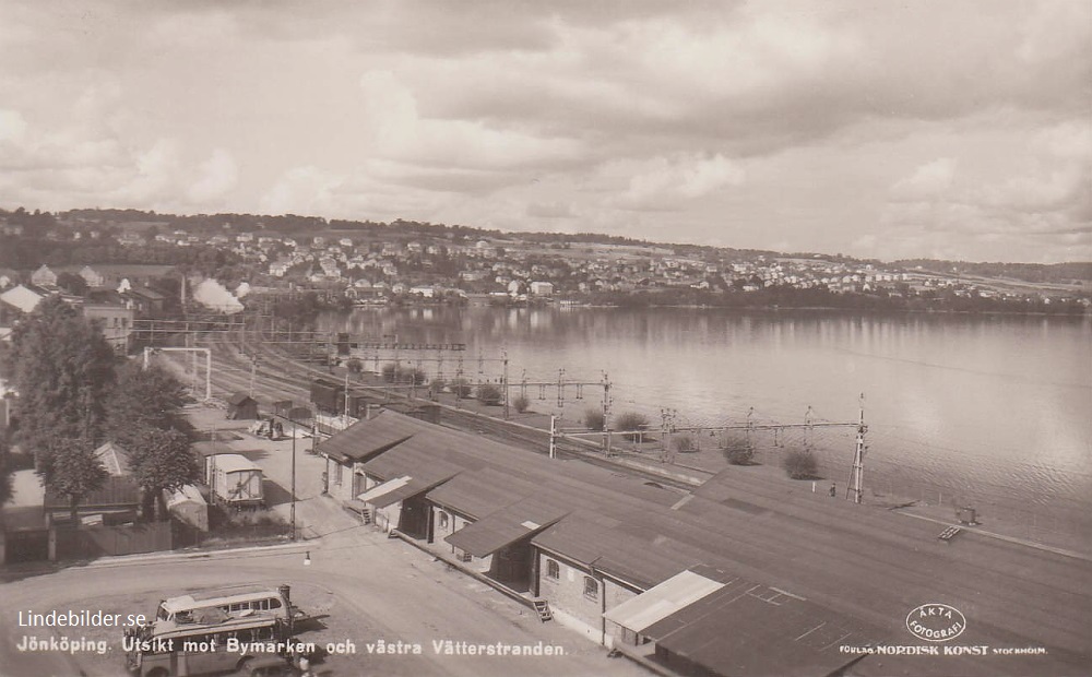 Jönköping. Utsikt mot Bymarken och Västra Vätterstranden