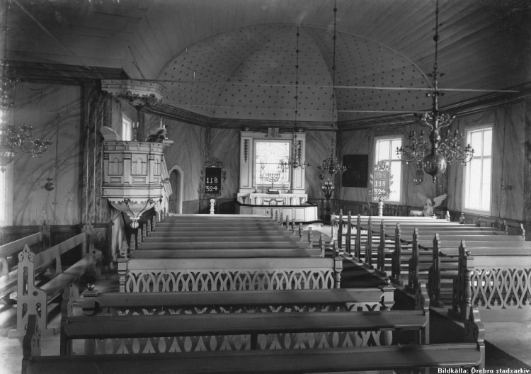 Hällefors Hjulsjö Kyrka Interiör 1930