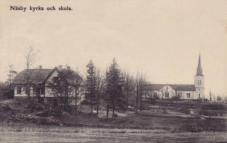 Frövi. Näsby Kyrka och Skola 1911