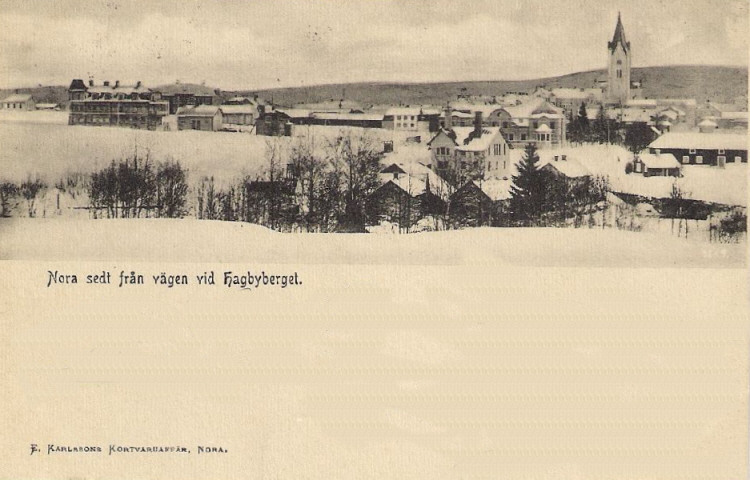 Nora sedt från vägen vid Hagbyberget 1906