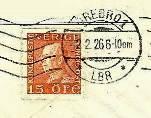 Örebro Frimärke 2/2 1926