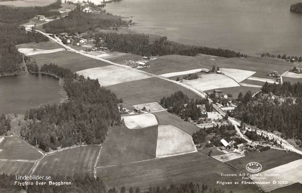 Flygfoto över Baggbron 1955