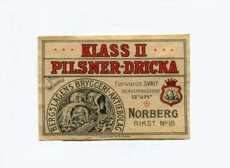 Norberg Bergslagens Bryggeri AB, Pilsner Dricka Klass II