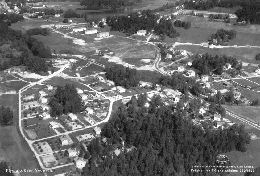 Flygfoto över Vedevåg 1959