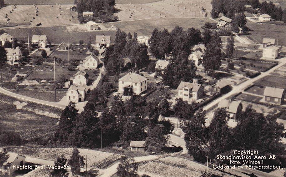 Flygfoto över Vedevåg 1953