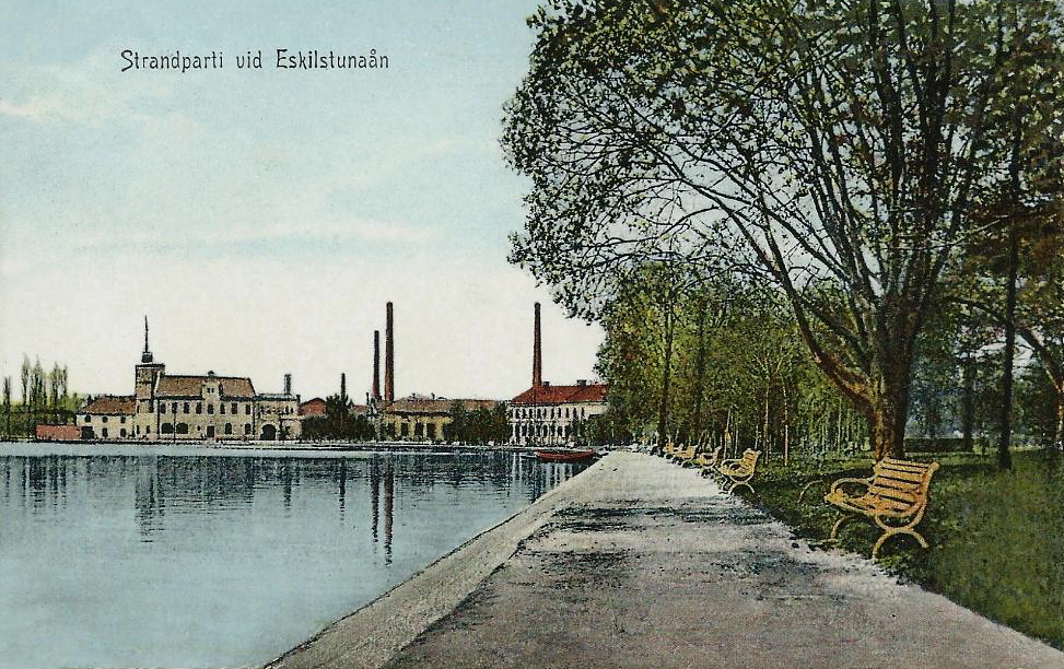 Eskilstuna, Strandparti vid Eskilstunaån 1912