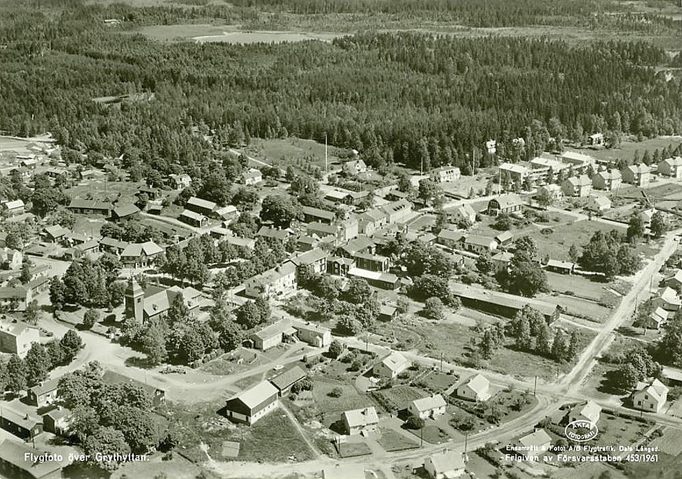 Hällefors, Flygfoto över Grythyttan 1961