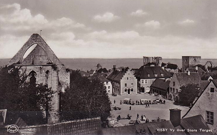 Gotland, Visby, Vy över Stora Torget 1935