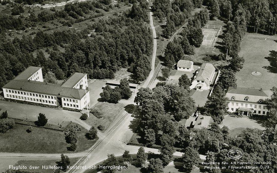 Flygfoto över Hällefors, Kontoret och Herrgården