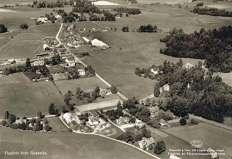 Flygfoto över Gusselby 1959