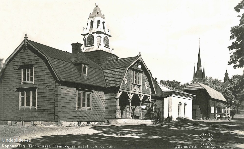 Kopparberg Tingshuset, Hembygdsmuseet och Kyrkan  1945