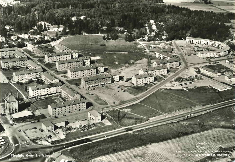 Flygfoto över Hallsberg 1959