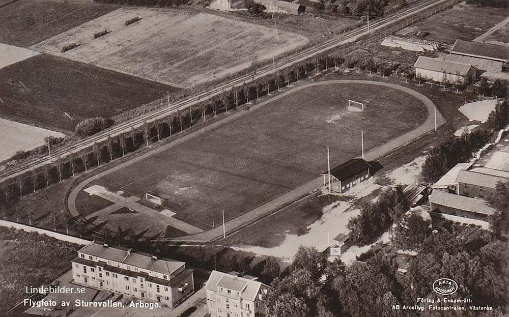 Flygfoto av Sturevallen, Arboga 1955