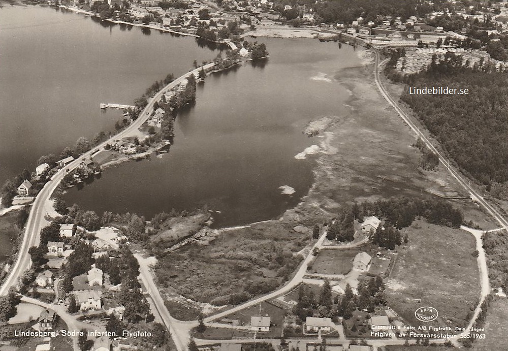 Lindesberg Södra infarten, Flygfoto 1963