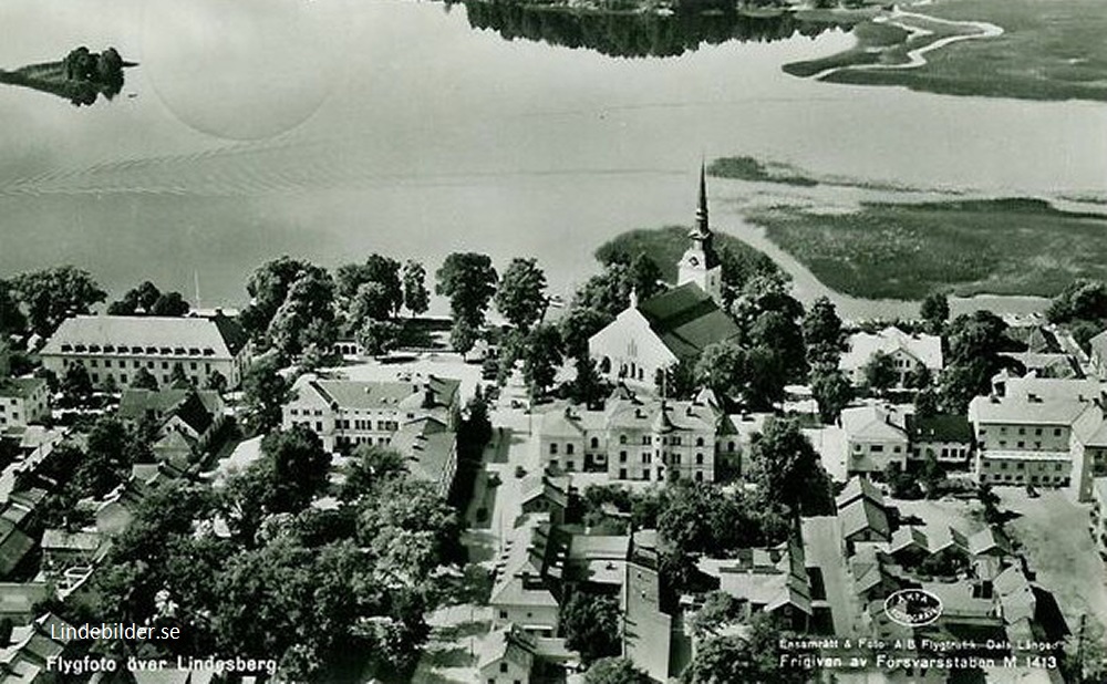 Flygfoto över Lindesberg  1956