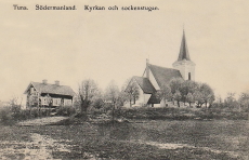 Södertälje, Tuna. Södermanland. Kyrkan och Sockenstugan 1906 Södertälje, Tuna. Södermanland. Kyrkan och Sockenstugan 1906