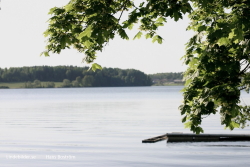 Lindesjön i ett ramverk av löv