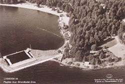 Flygfoto över Strandbadet. Orsa