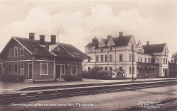 Järnvägsstationen och Hotellet. Fjugesta