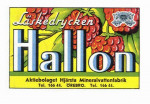 Örebro Bryggeri, Hjärsta Mineralvattenfabrik Hallon Örebro Bryggeri, Hjärsta Mineralvattenfabrik Hallon