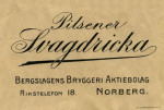 Norberg, Bergslagens Bryggeri Aktiebolag, Pilsener Svagdricka Norberg, Bergslagens Bryggeri Aktiebolag, Pilsener Svagdricka