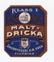 Filipstad, Ångbryggeri AB, Svea, Malt Dricka, Klass 1 Filipstad, Ångbryggeri AB, Svea, Malt Dricka, Klass 1