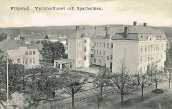 Filipstad. Varmbadhuset och Sparbanken 1915 Filipstad. Varmbadhuset och Sparbanken 1915