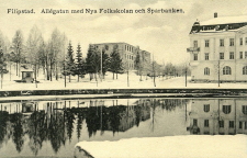 Filipstad, Allegatan med Nya Folkskolan och Sparbanken Filipstad, Allegatan med Nya Folkskolan och Sparbanken